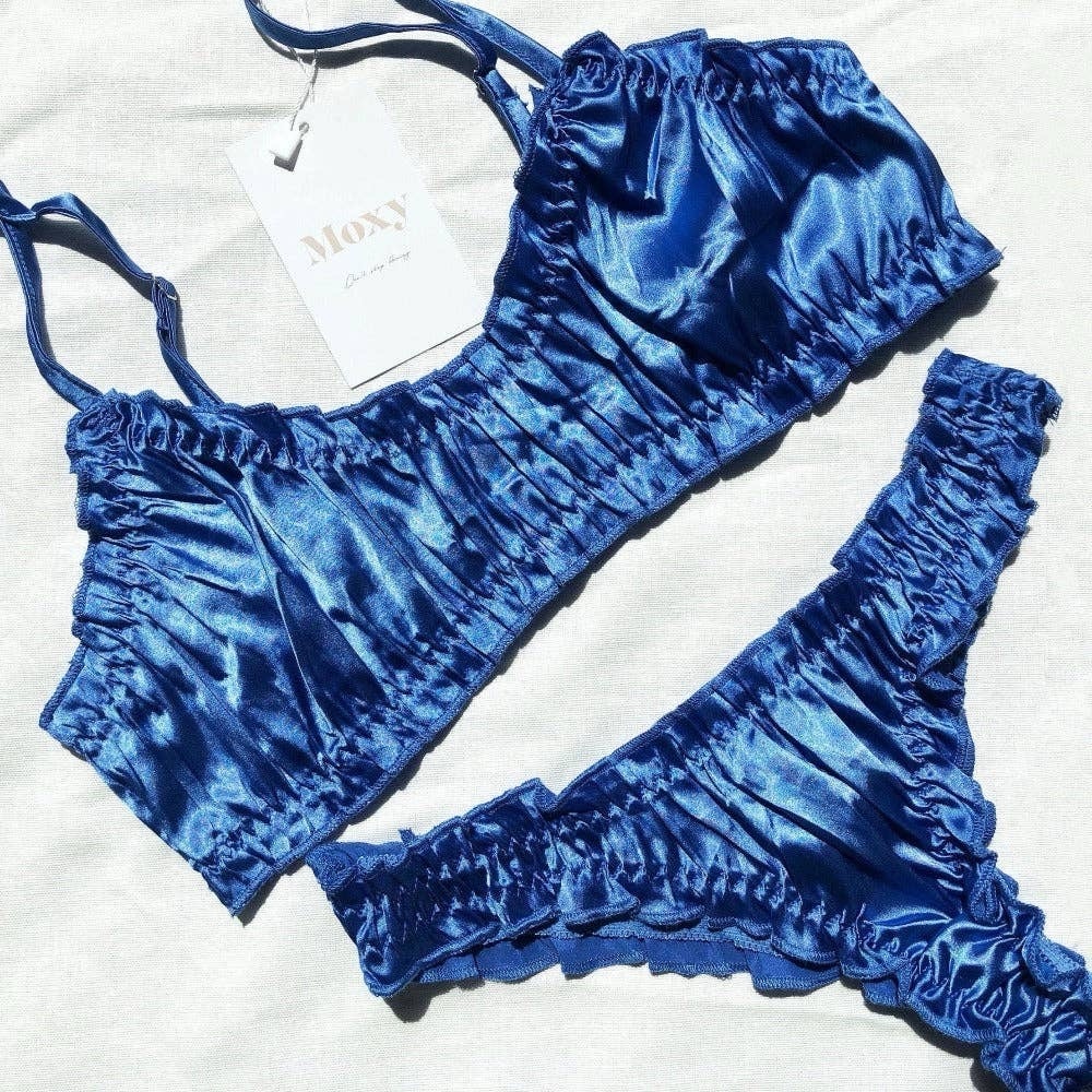 Moxy Intimates - Blue Ruffled Lingerie Set - Brand New